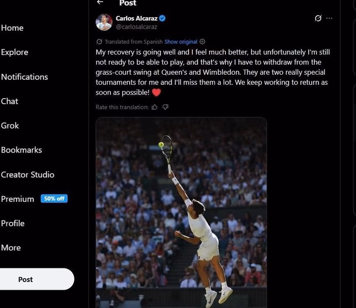Thông báo chính thức từ Alcaraz khiến cộng đồng tennis thế giới chấn động