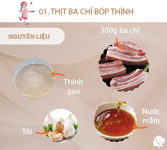 Thịt ba chỉ bóp thính với màu vàng óng, thơm mùi gạo rang