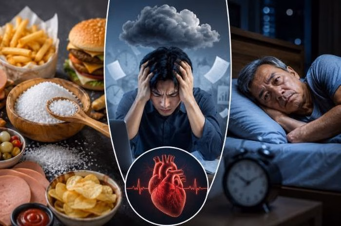 Sự kết hợp giữa chế độ ăn mặn, áp lực tâm lý và mất ngủ là "công thức" dẫn đến tình trạng tăng huyết áp sớm ở người trẻ.