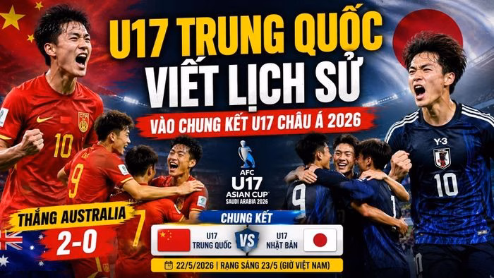 U17 Trung Quốc gây bất ngờ lớn khi đánh bại Australia để lần đầu sau hơn hai thập kỷ góp mặt ở chung kết U17 châu Á.