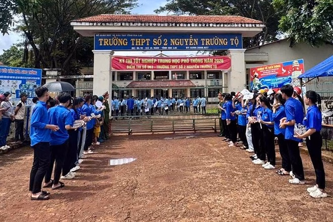 Điểm thi Trường THPT số 2 Nguyễn Trường Tộ (xã Ia Nan, Gia Lai). Ảnh: Công an